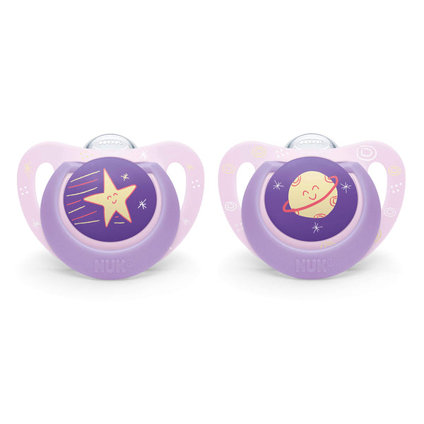 NUK Orthodontic Pacifier closeup shows the breast-like nipple for soothing comfort