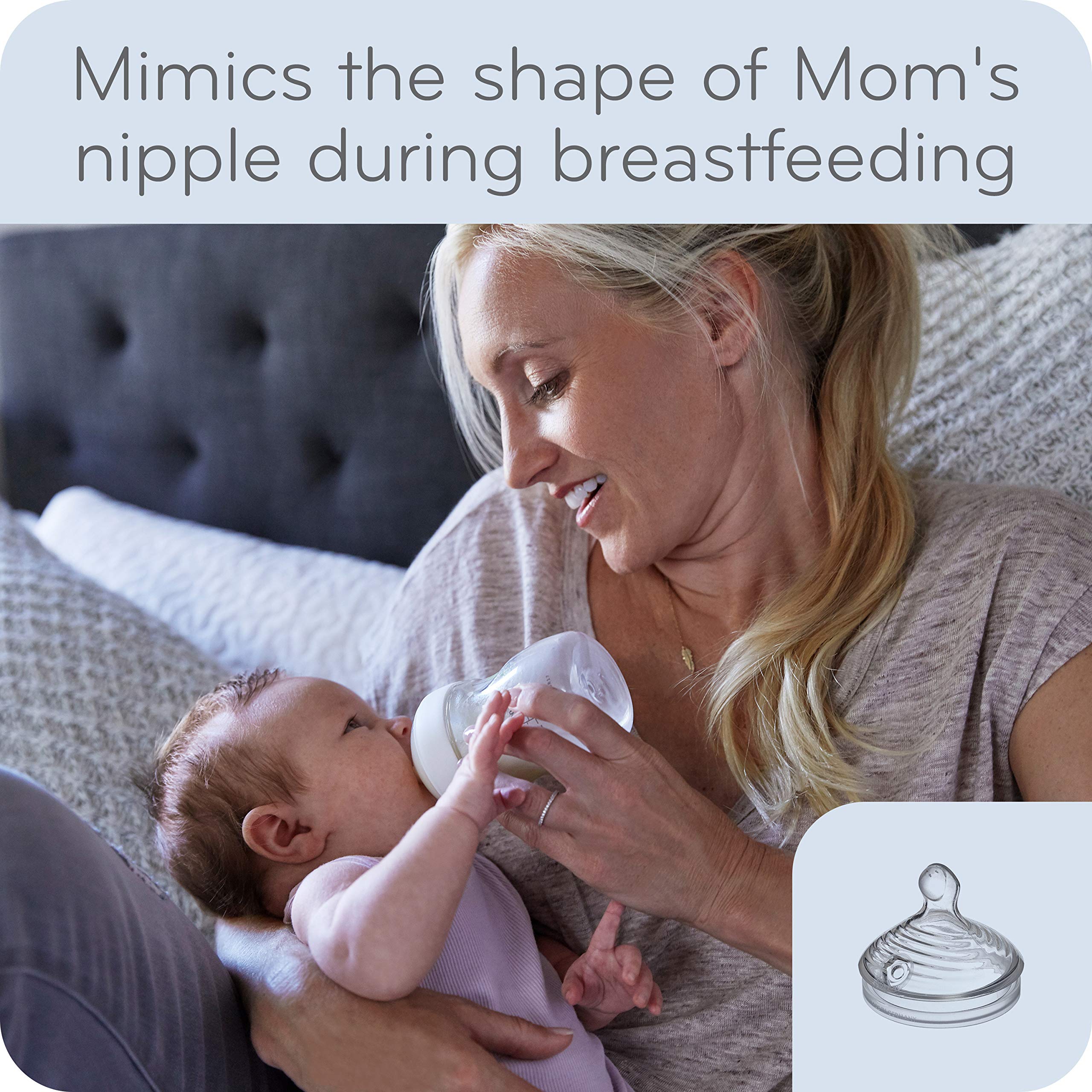 Nipple holes with 3, 6, and 9 configurations for adjustable flow.