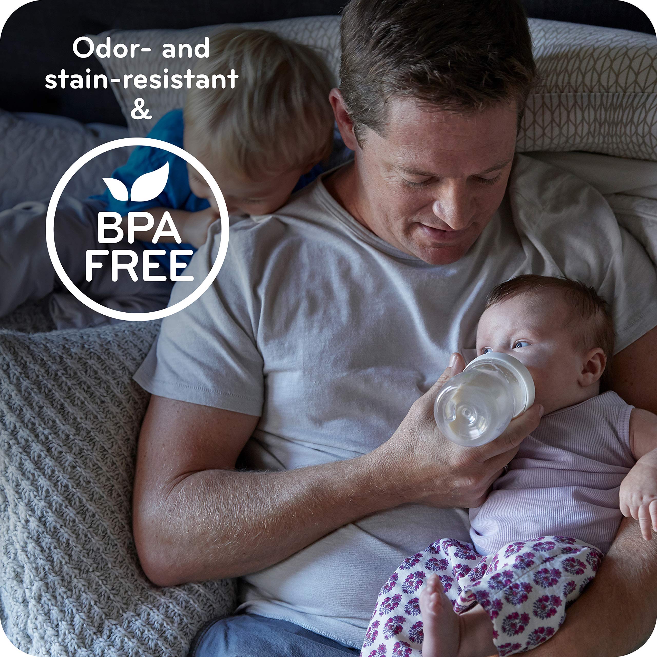 NUK Simply Natural SafeTemp indicator highlights milk temperature changes.