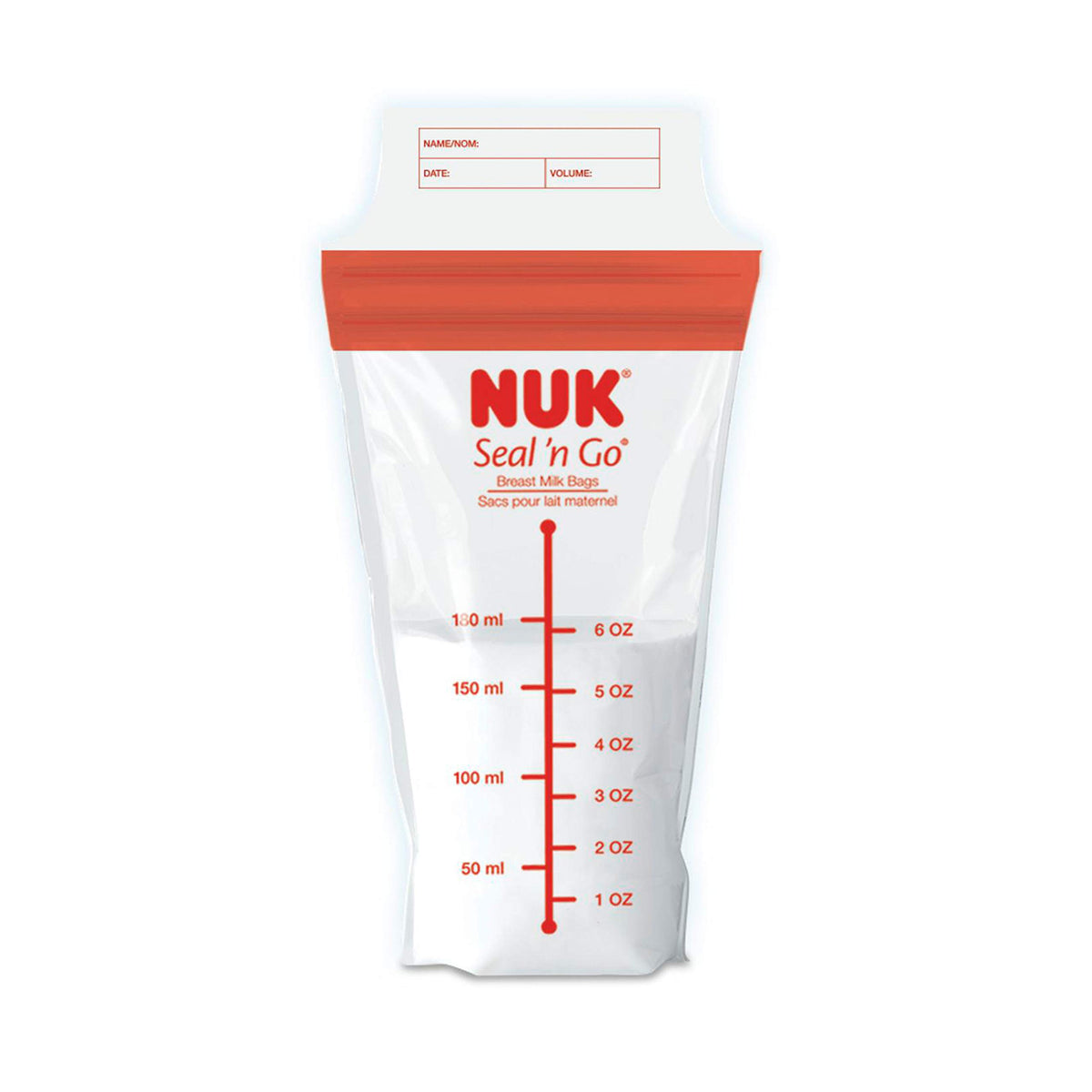 NUK Simply Natural Seal n' Go bag, securely sealed for mess-free storage.