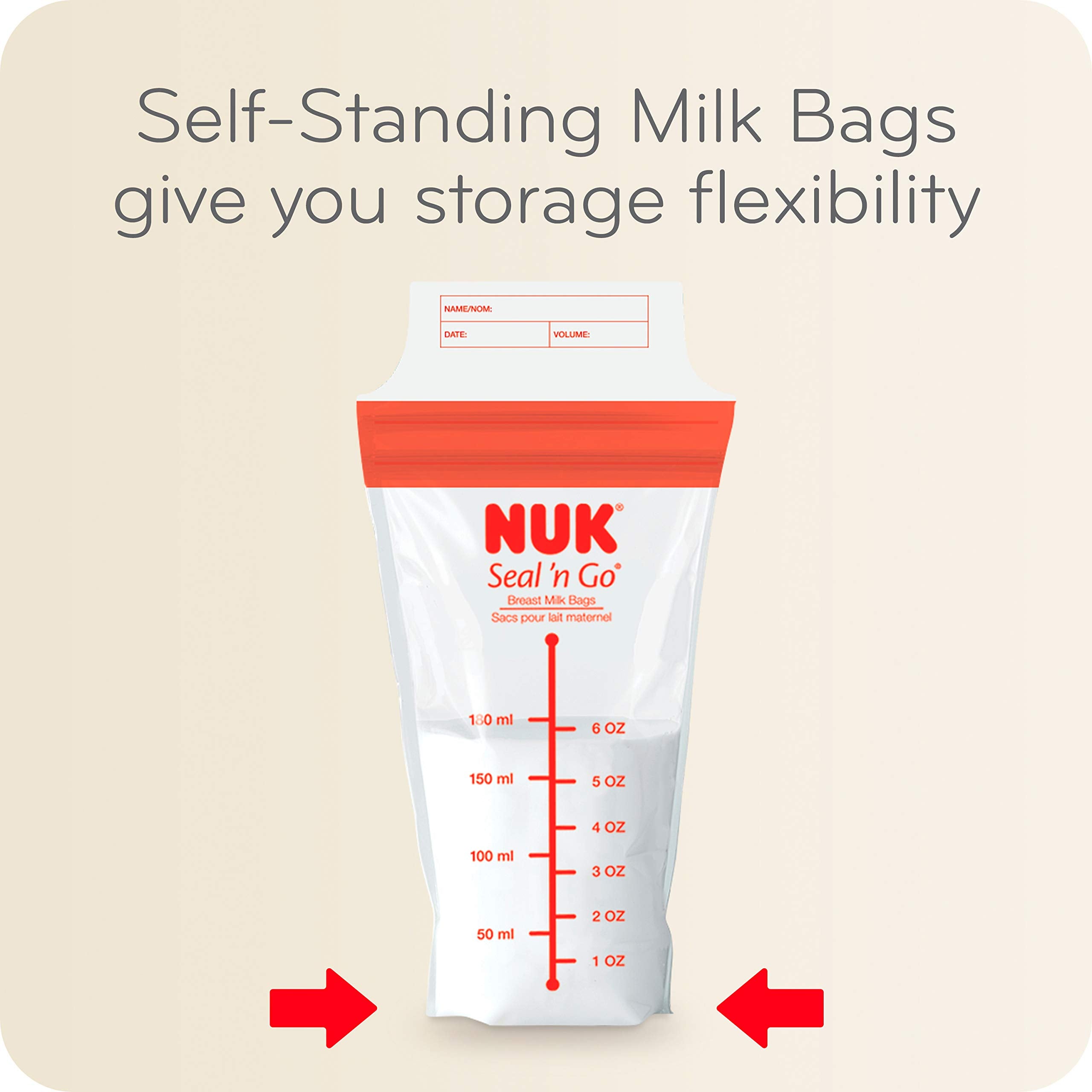 NUK Simply Natural Seal n' Go bag with double zipper for leak-proof performance.