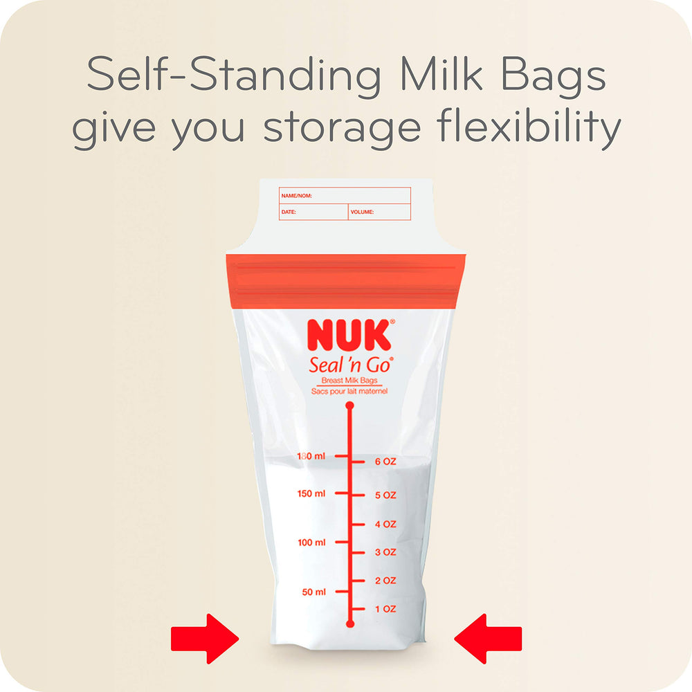 NUK Simply Natural Seal n' Go bag with double zipper for leak-proof performance.