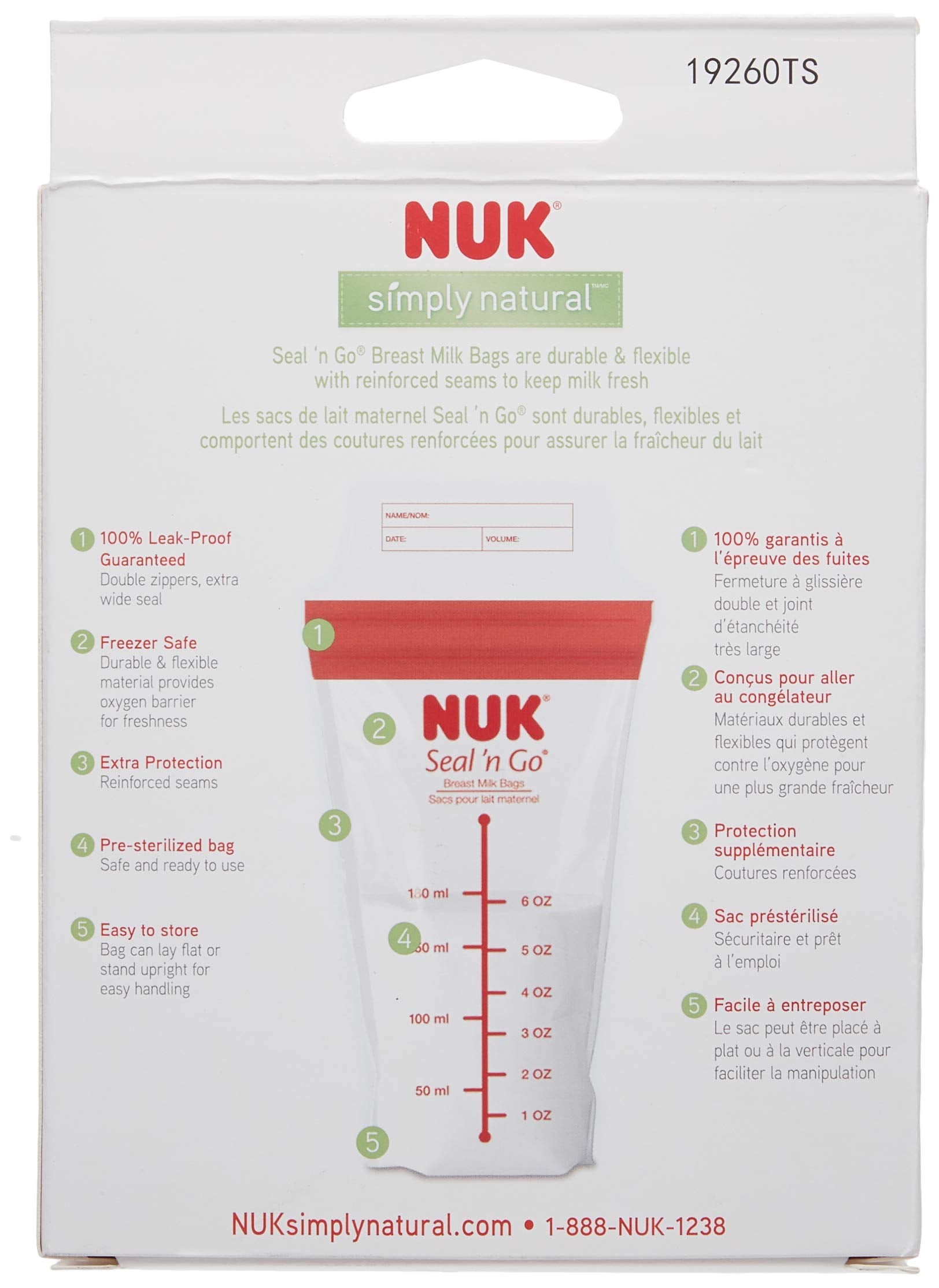 Rounded-bottom NUK bag to prevent leaks during storage
