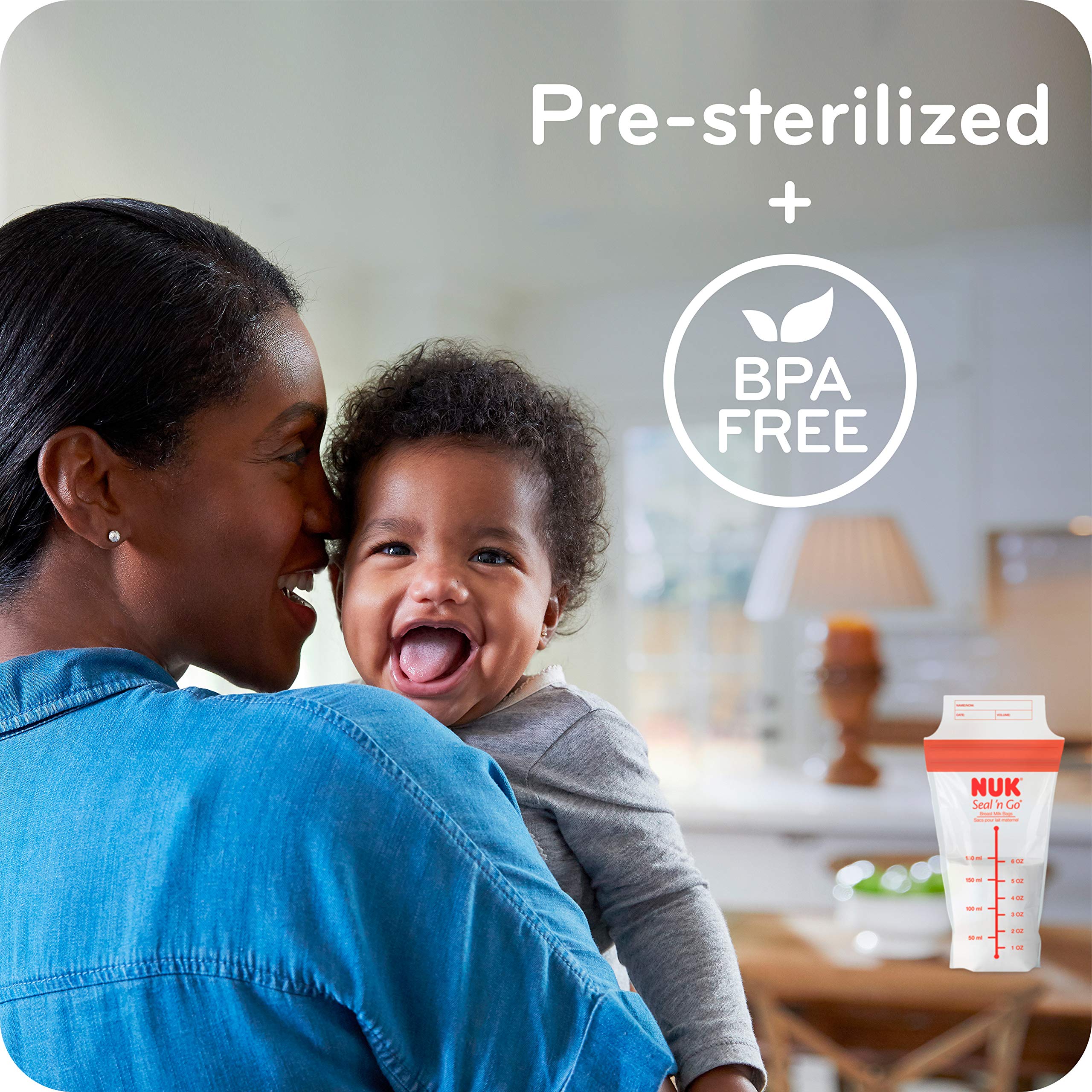 NUK Simply Natural Seal n' Go bag is pre-sterilized with tamper-evident top.
