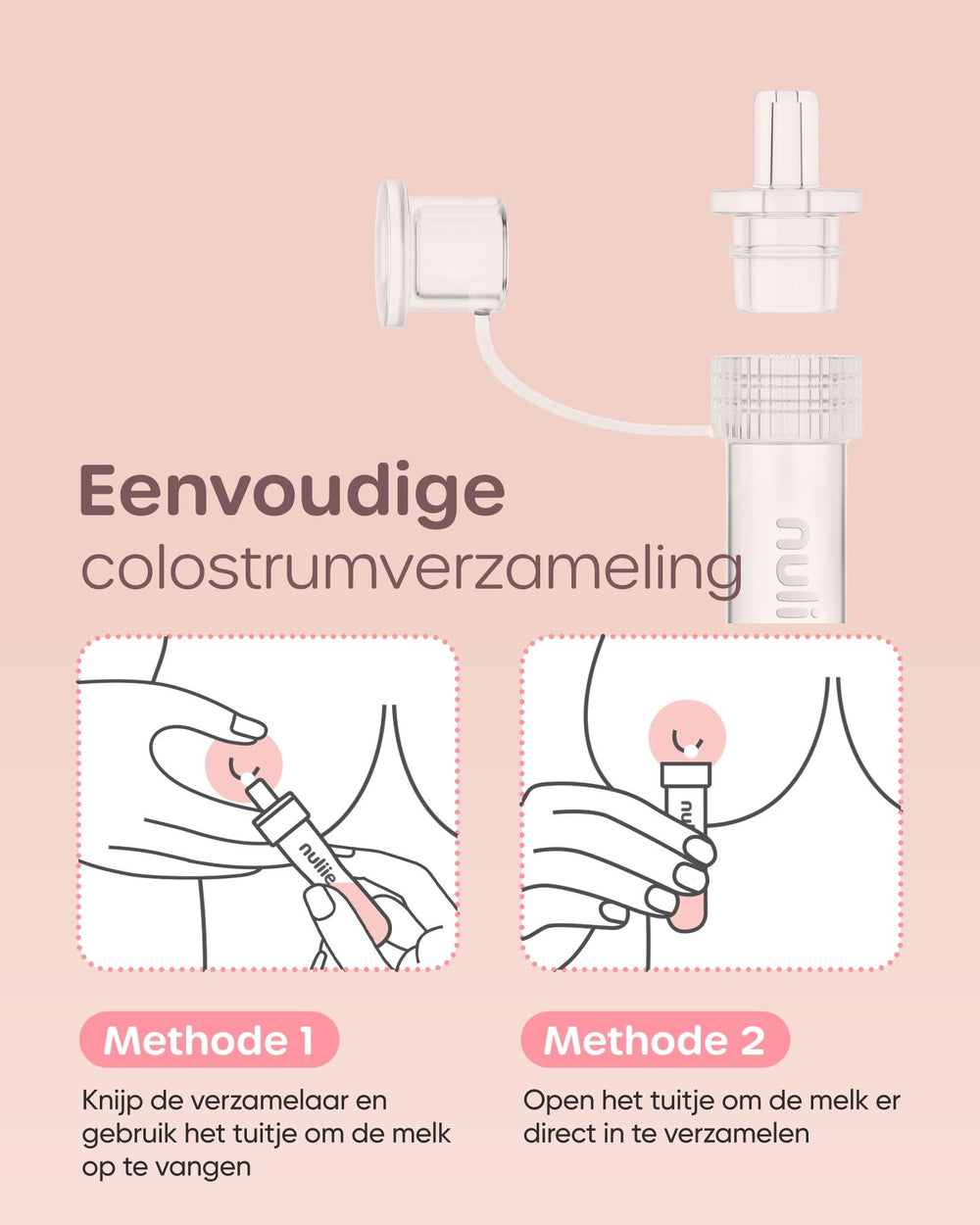 Nuliie Colostrum Collector Kit flat-top design ensures stability and leak prevention