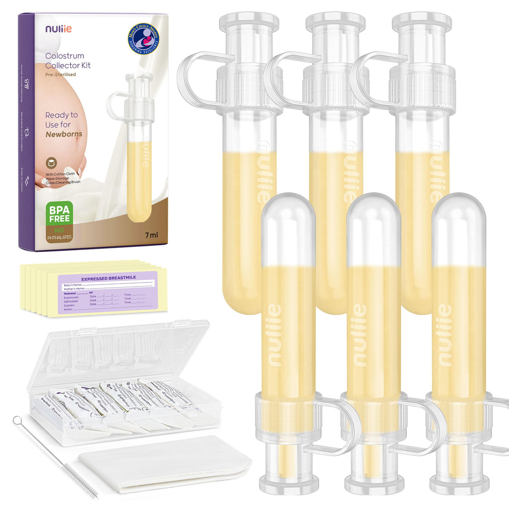 Nuliie Colostrum Collector Kit front view shows leakproof cap for safe storage