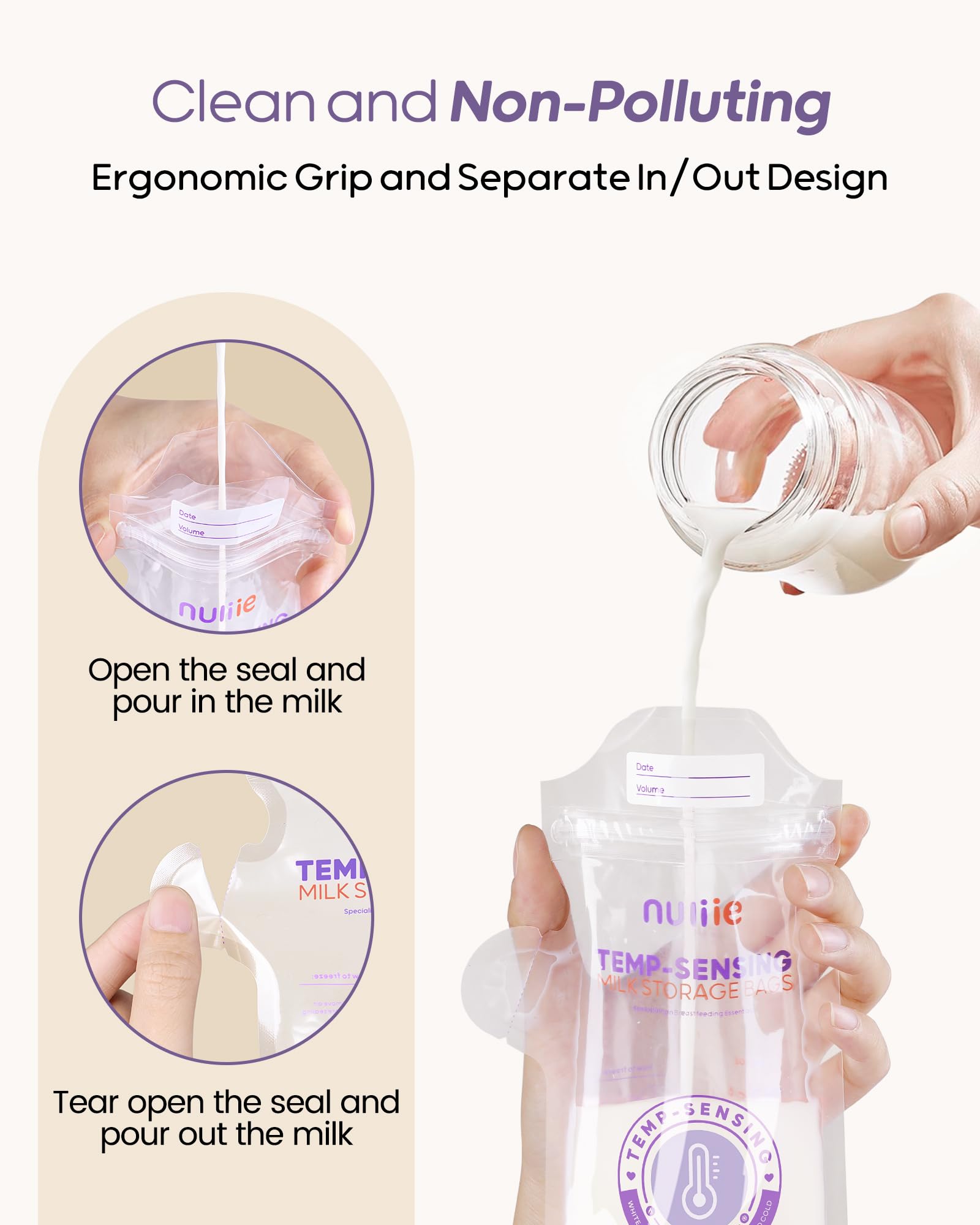 Nuliie easy-tear spout enables smooth, controlled pouring.