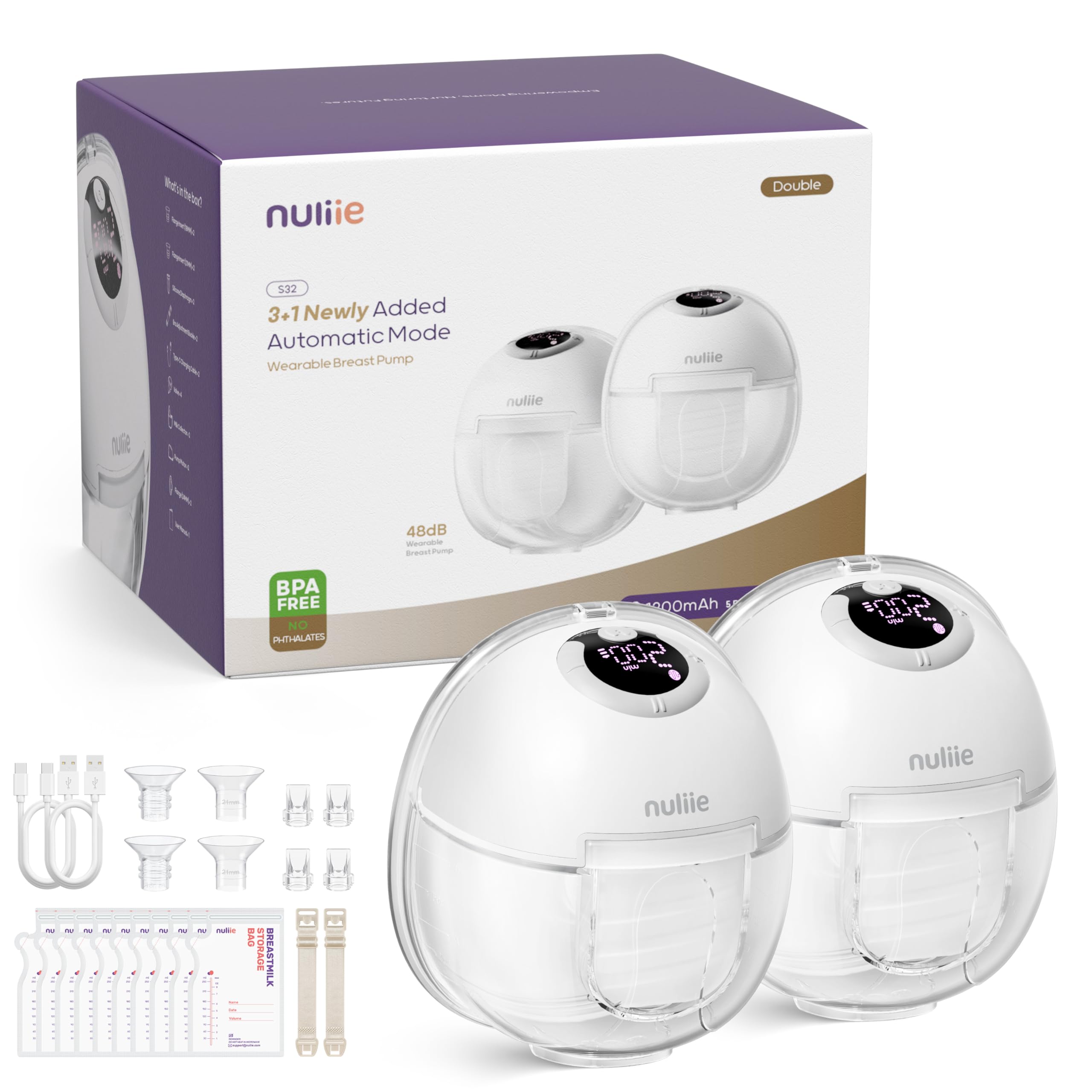Nuliie S32 hands-free pump top view for discreet on-the-go pumping