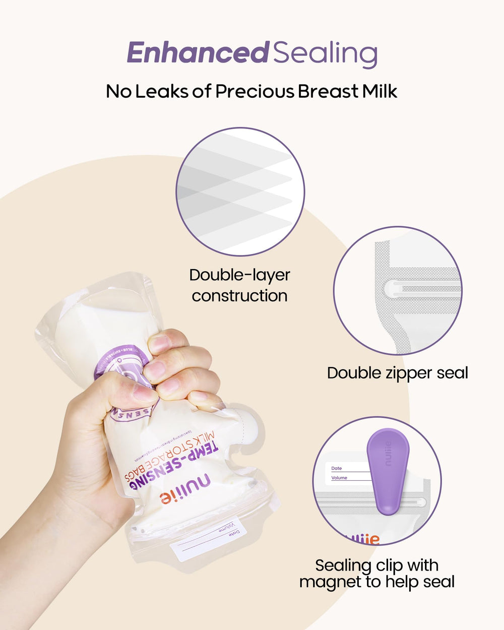 Nuliie leak-proof edges prevent spills whether upright or flat.