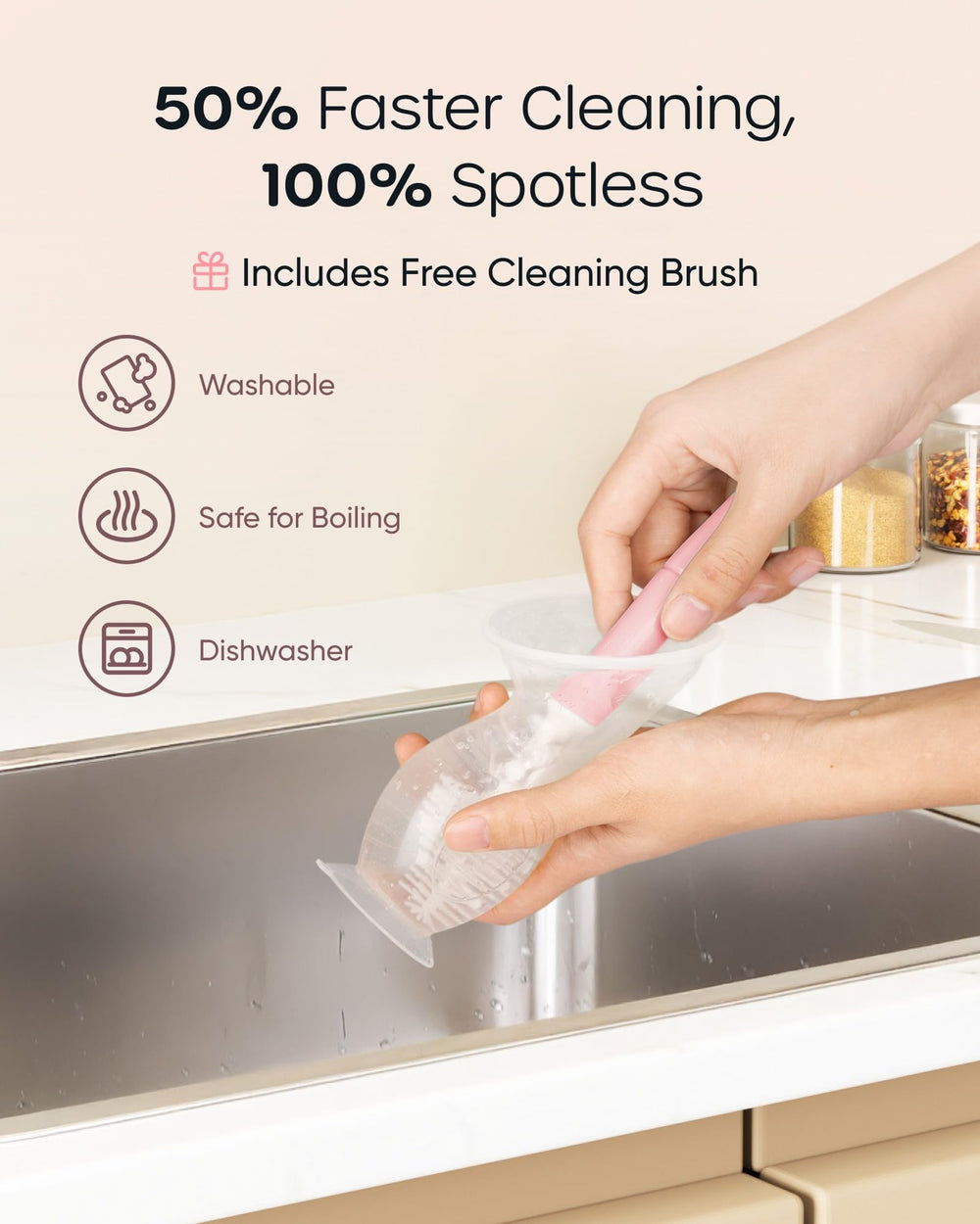 Nuliie bottom suction cup provides stable, one-handed pumping.