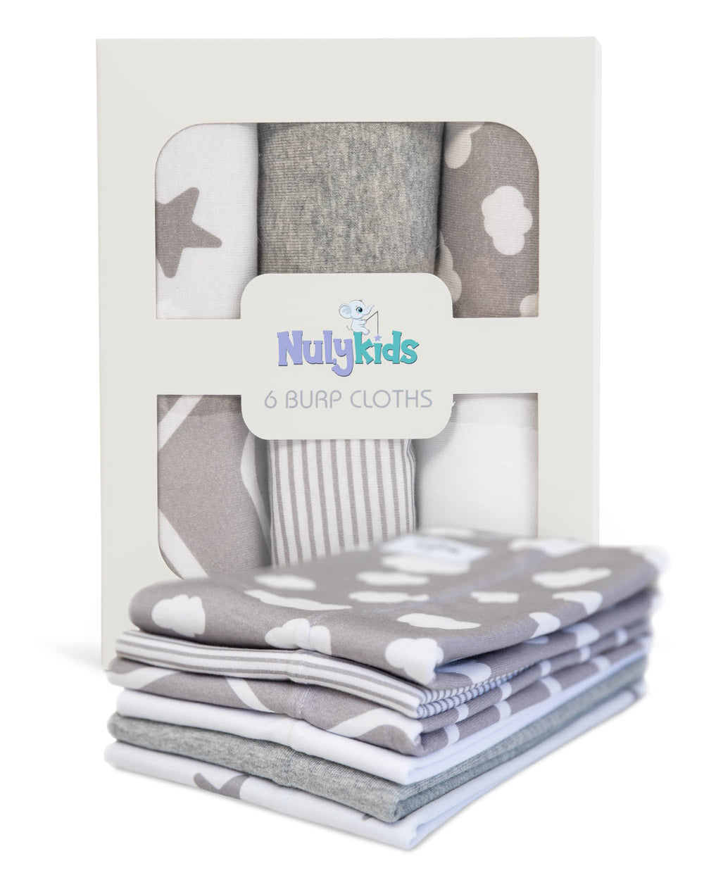 NULYKIDS burp cloth with double-layer soft cotton for gentle skin and absorption.