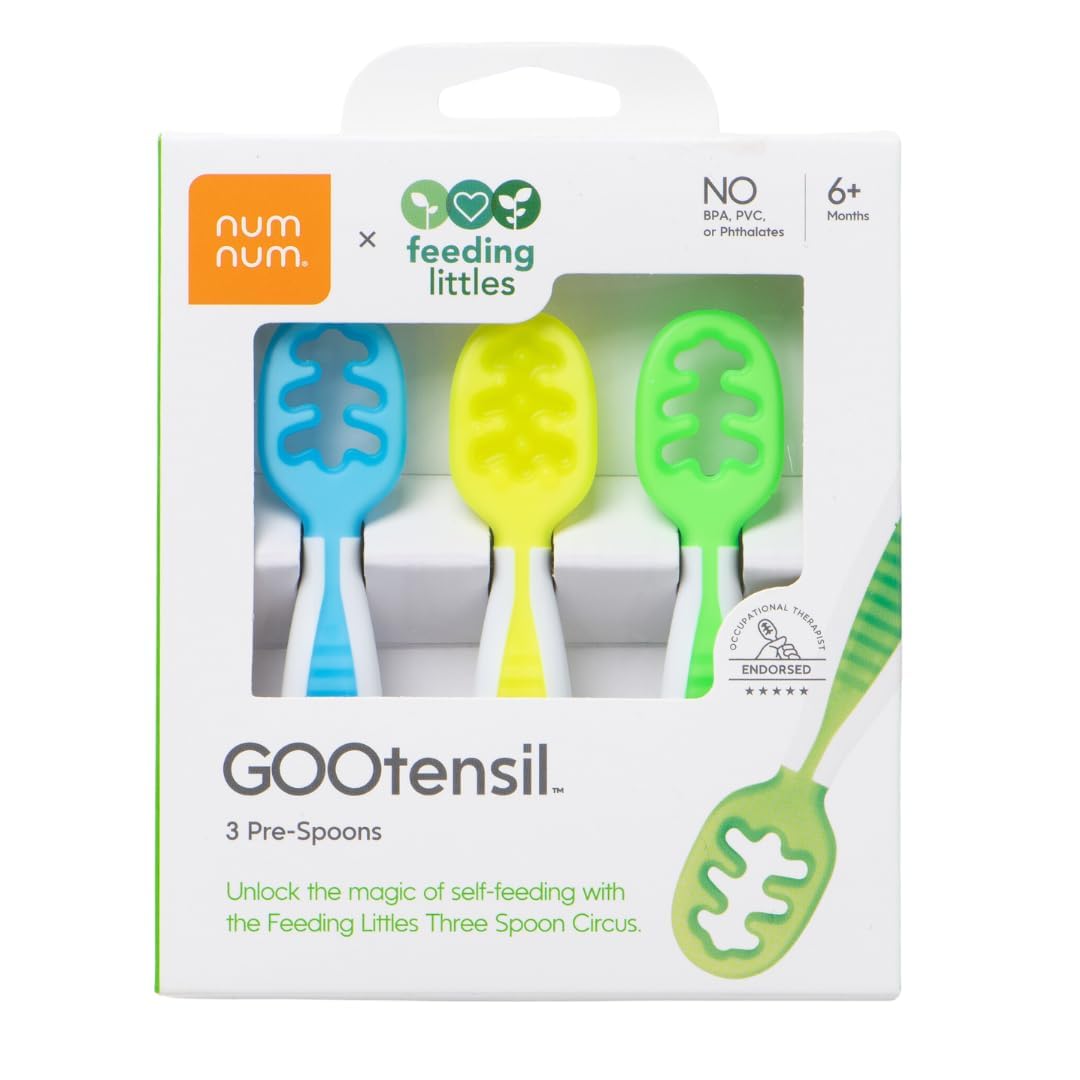 NumNum neon stage one teether spoon for beginner self feeding and gums relief