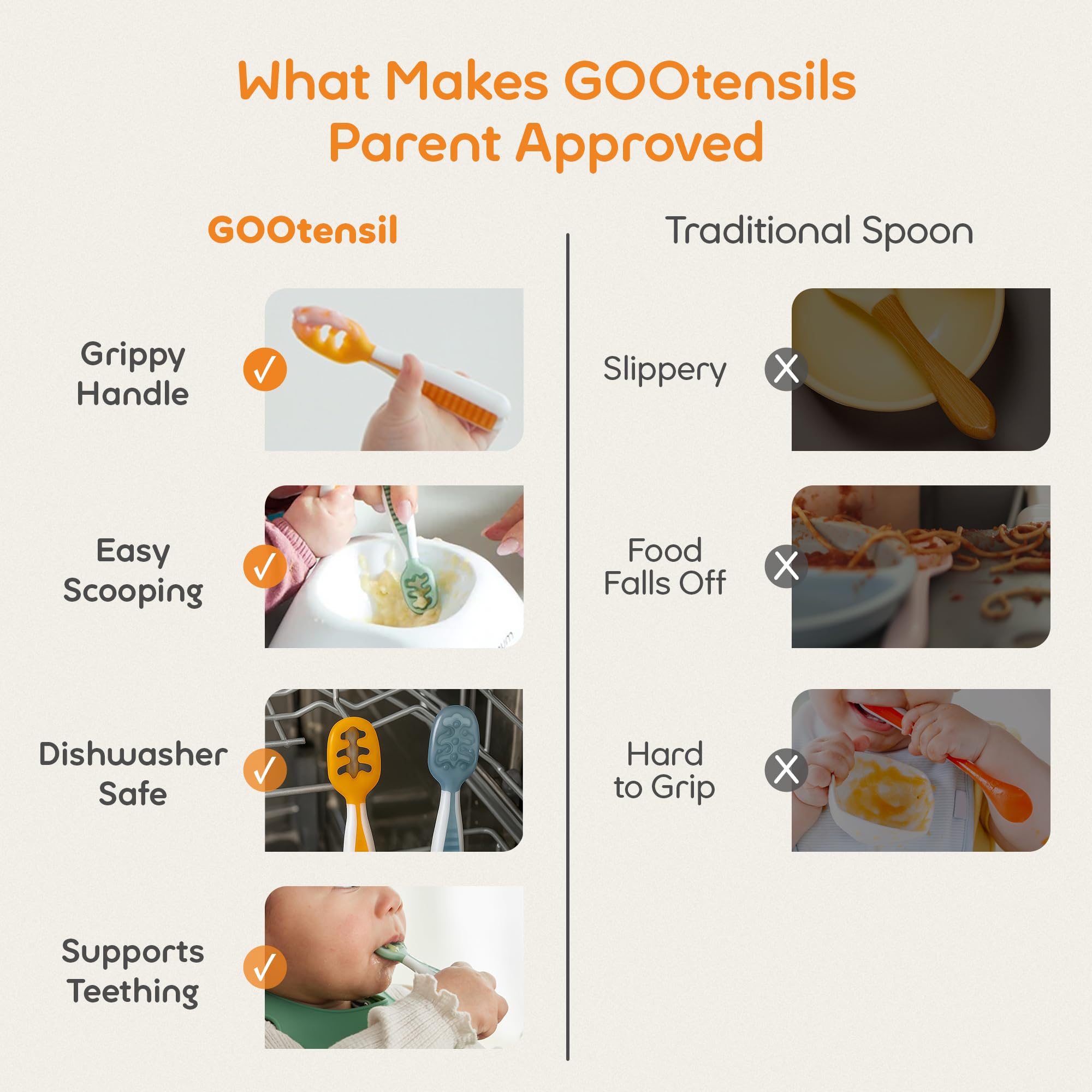 NumNum dishwasher-safe spoons enable quick cleanup after meals.