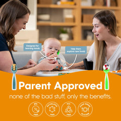 NumNum GOOtensils BPA-free silicone for gentle gums.