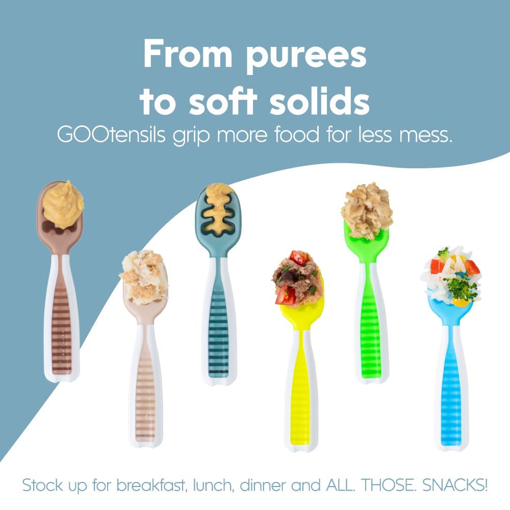 NumNum GOOtensils rigid design improves maneuverability at meals.