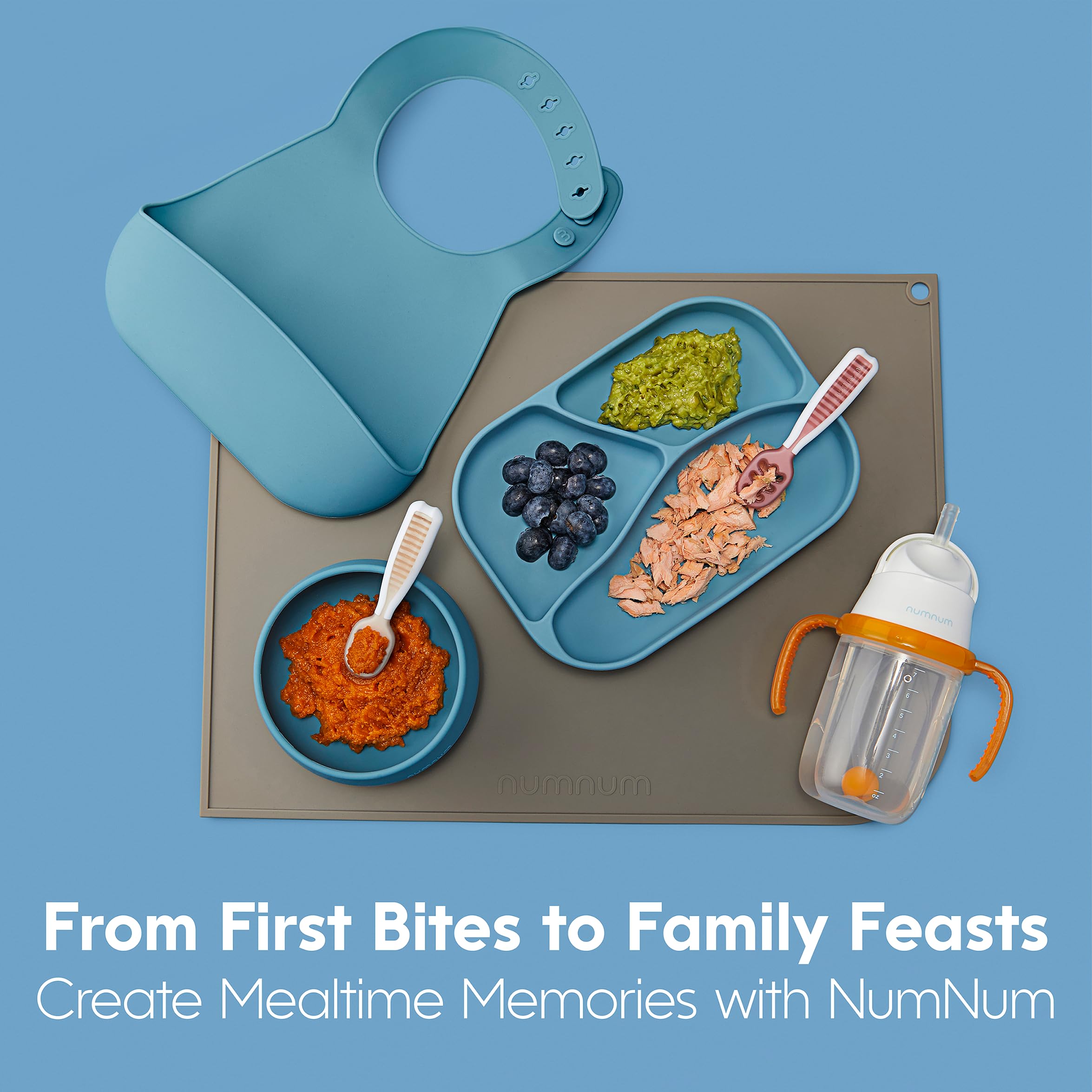 NumNum rainbow collection shown to encourage varied mealtime experiences.