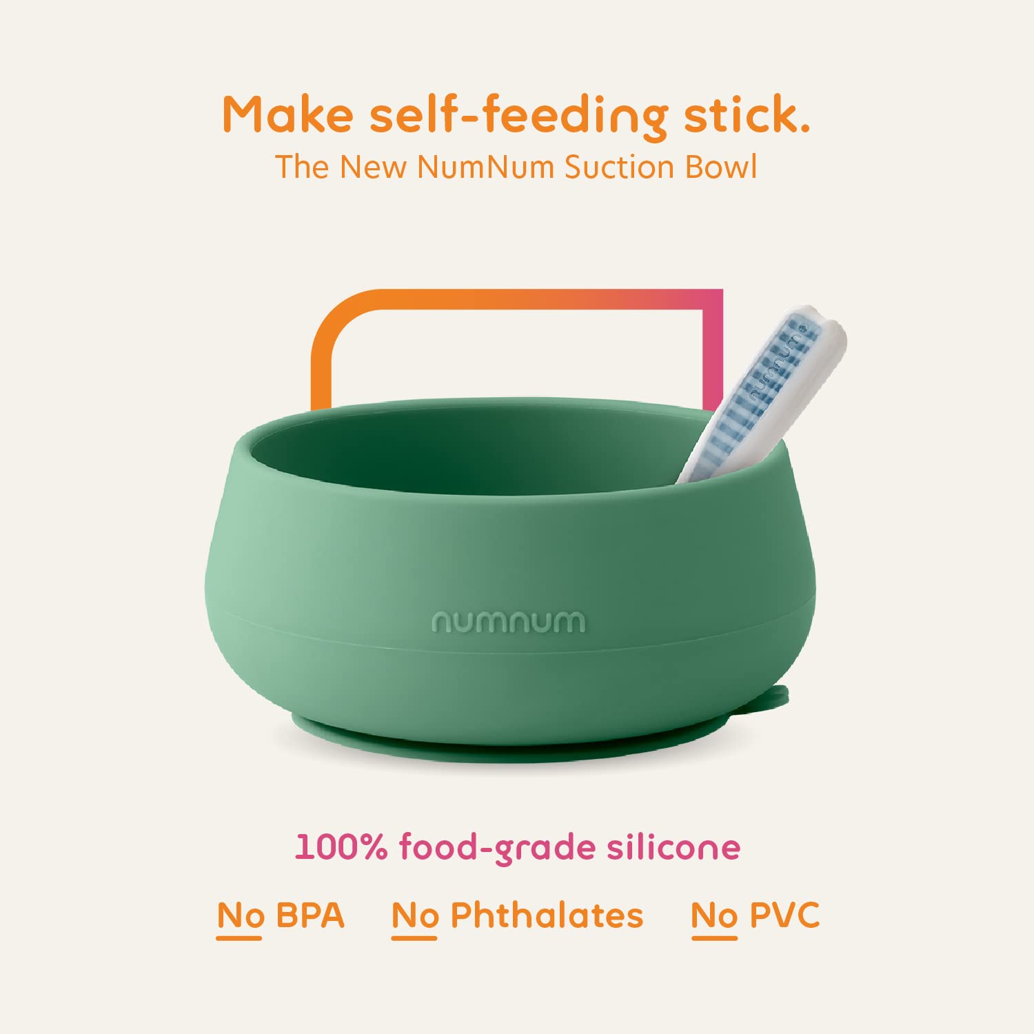 NumNum suction bowl non slip helps keep meals on the tray.
