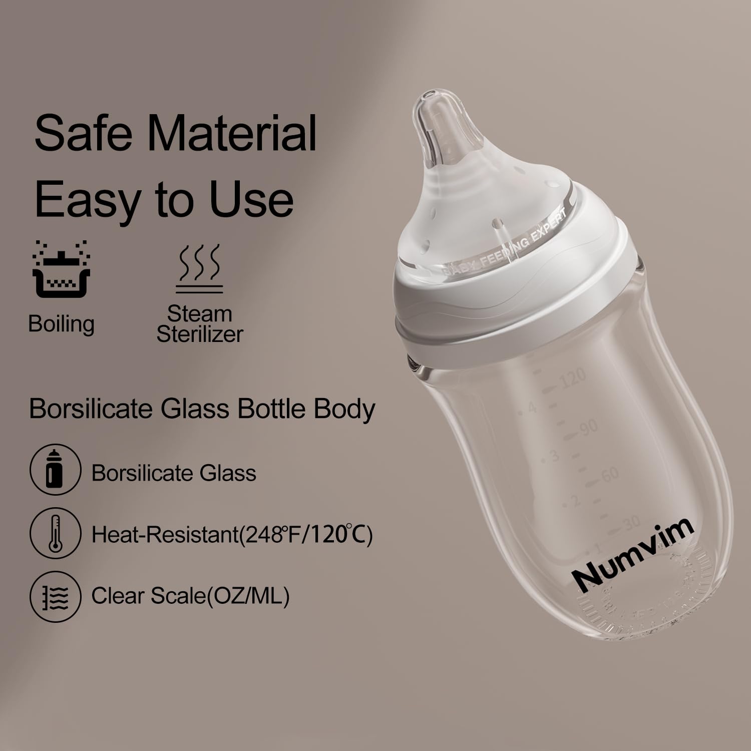 NUMVIM borosilicate glass withstands heat and temperature changes without warping.