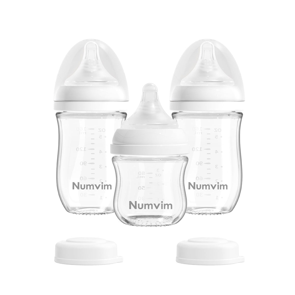 NUMVIM natural glass baby bottle 3oz for travel-friendly feeding with precise portion control.