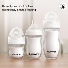 NUMVIM natural glass baby bottle 5oz ideal for longer feeds and daily use.