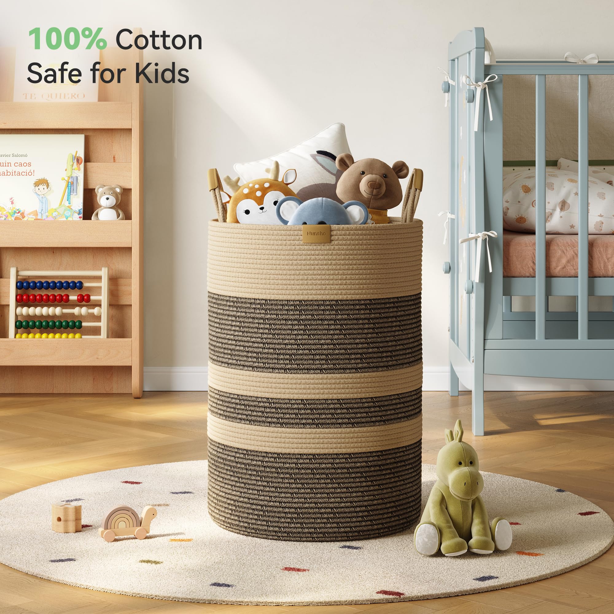Nunsino cotton rope weave close-up highlights natural texture and durability.