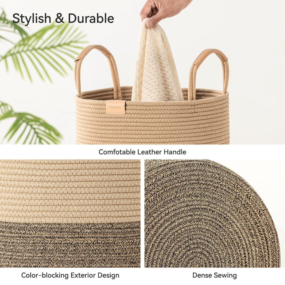 Nunsino striped basket adds decor-friendly texture to bedrooms and laundry rooms.