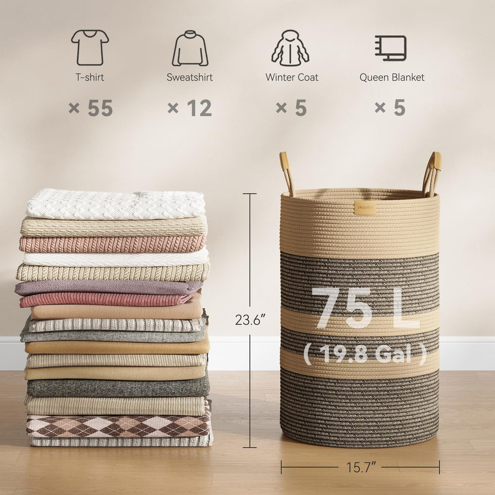 Nunsino large clothes basket for bedroom keeps outfits organized and accessible.
