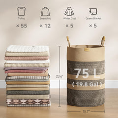 Nunsino large clothes basket for bedroom keeps outfits organized and accessible.