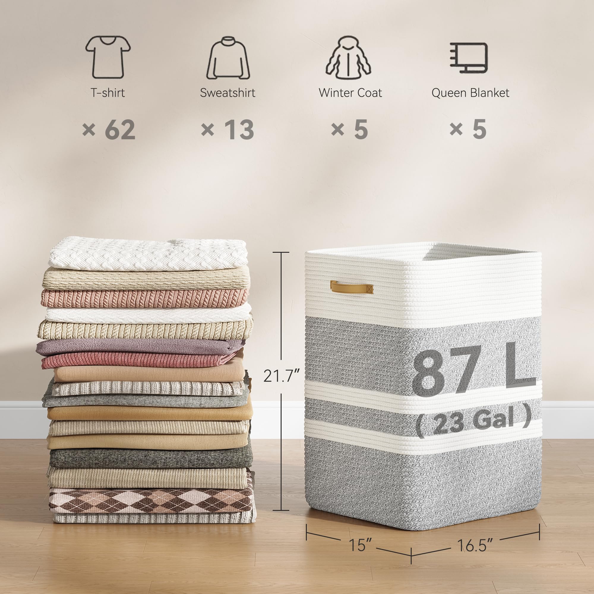 Nunsino woven cotton storage basket highlighting natural material and breathable design.