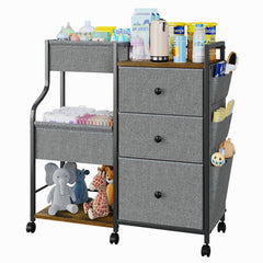 Nuoex 3-tier diaper caddy on wheels for easy nursery mobility.