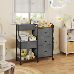 Top-tier changing station setup in Nuoex cart for diaper changes.