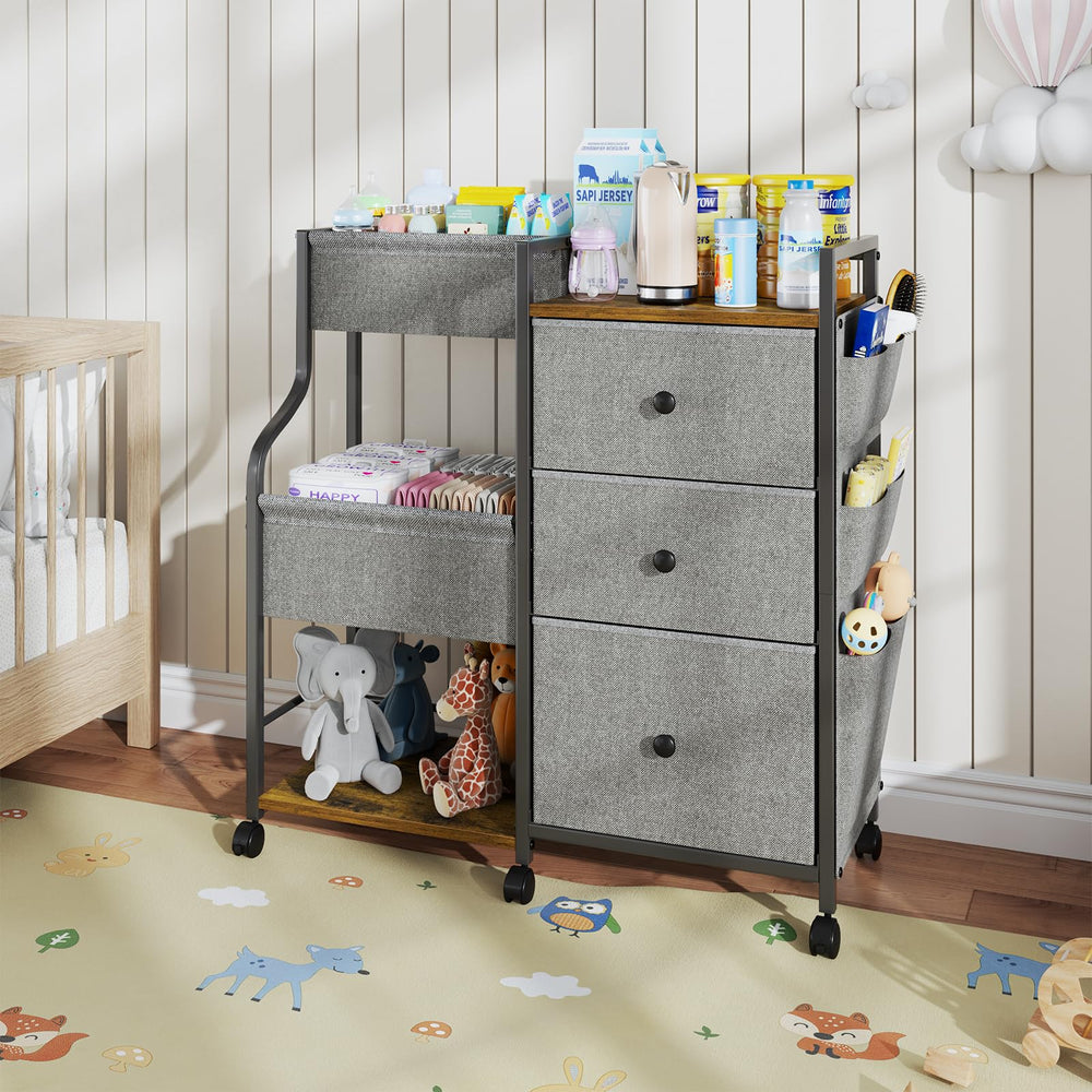 Generous storage for blankets, bottles, toys and more.