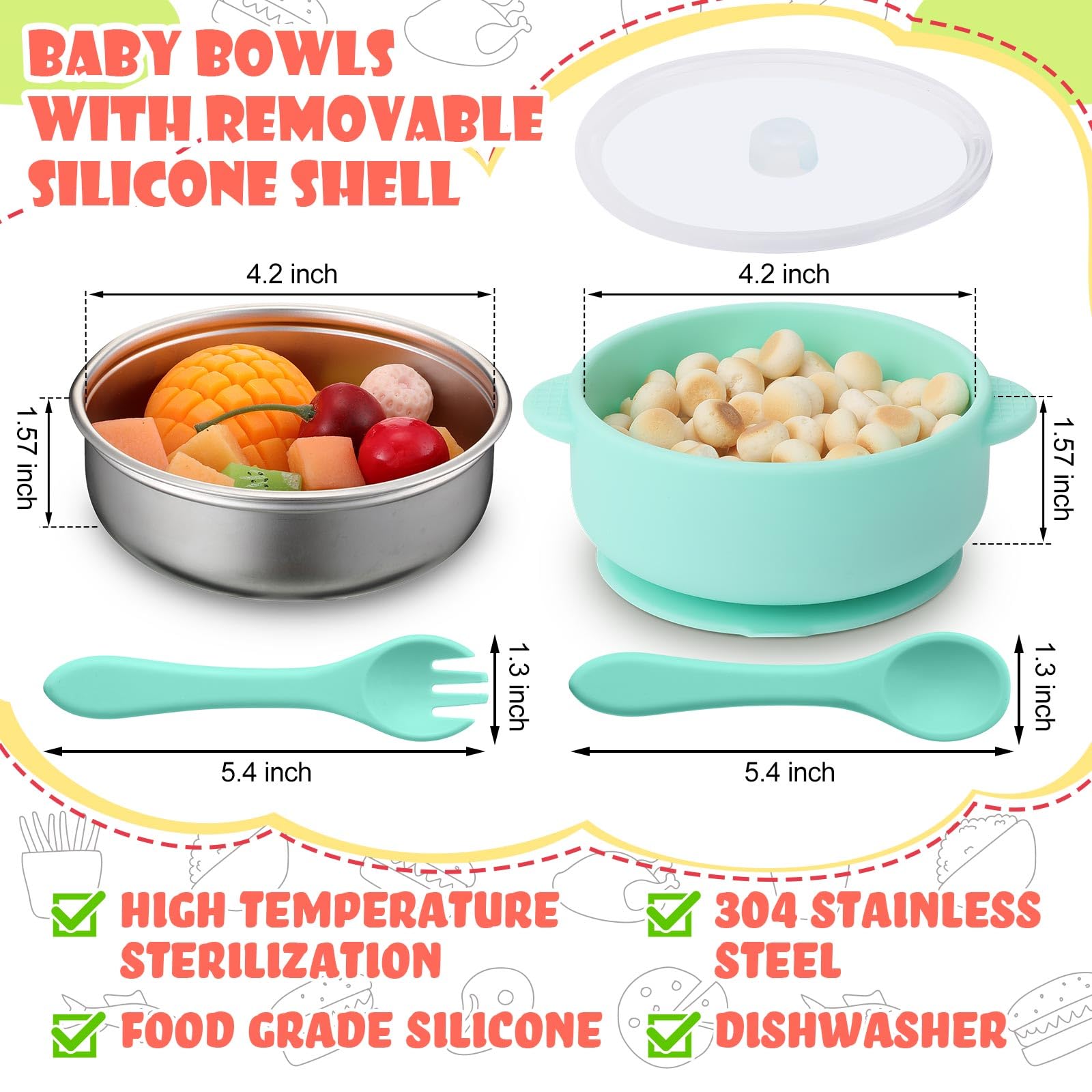 Nuogo baby bowls with silicone shell in yellow help make meals engaging.