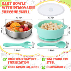 Nuogo baby bowls with silicone shell in yellow help make meals engaging.