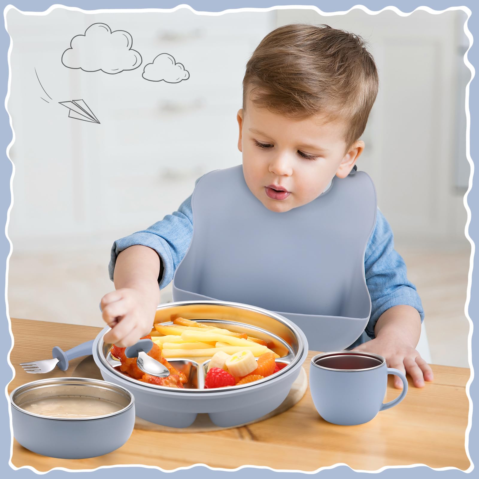 Nuogo spoon with silicone handle for comfortable grip and kid-friendly design