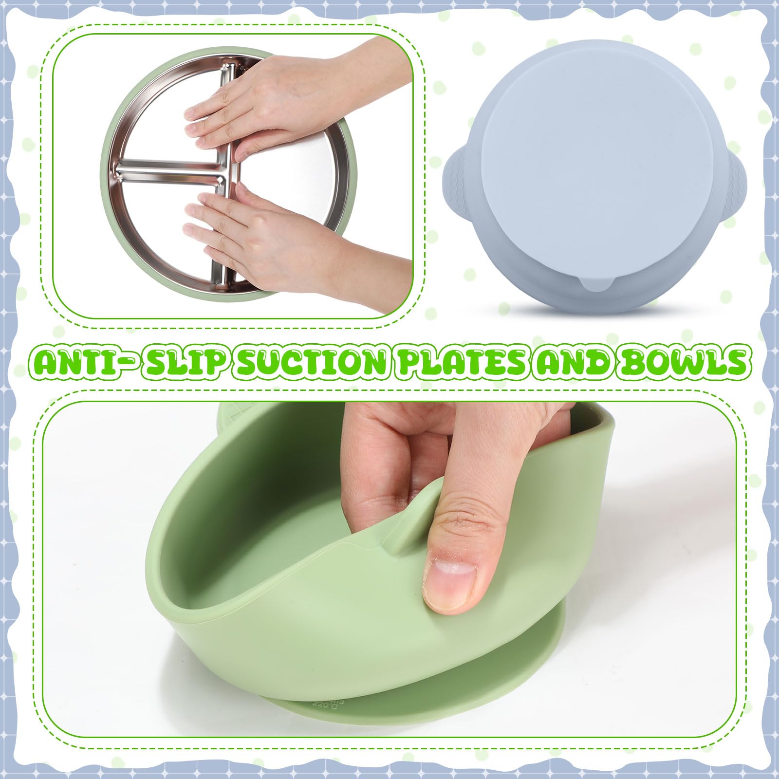 Nuogo light green and blue color options for engaging mealtimes