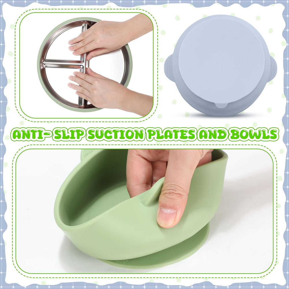 Nuogo light green and blue color options for engaging mealtimes