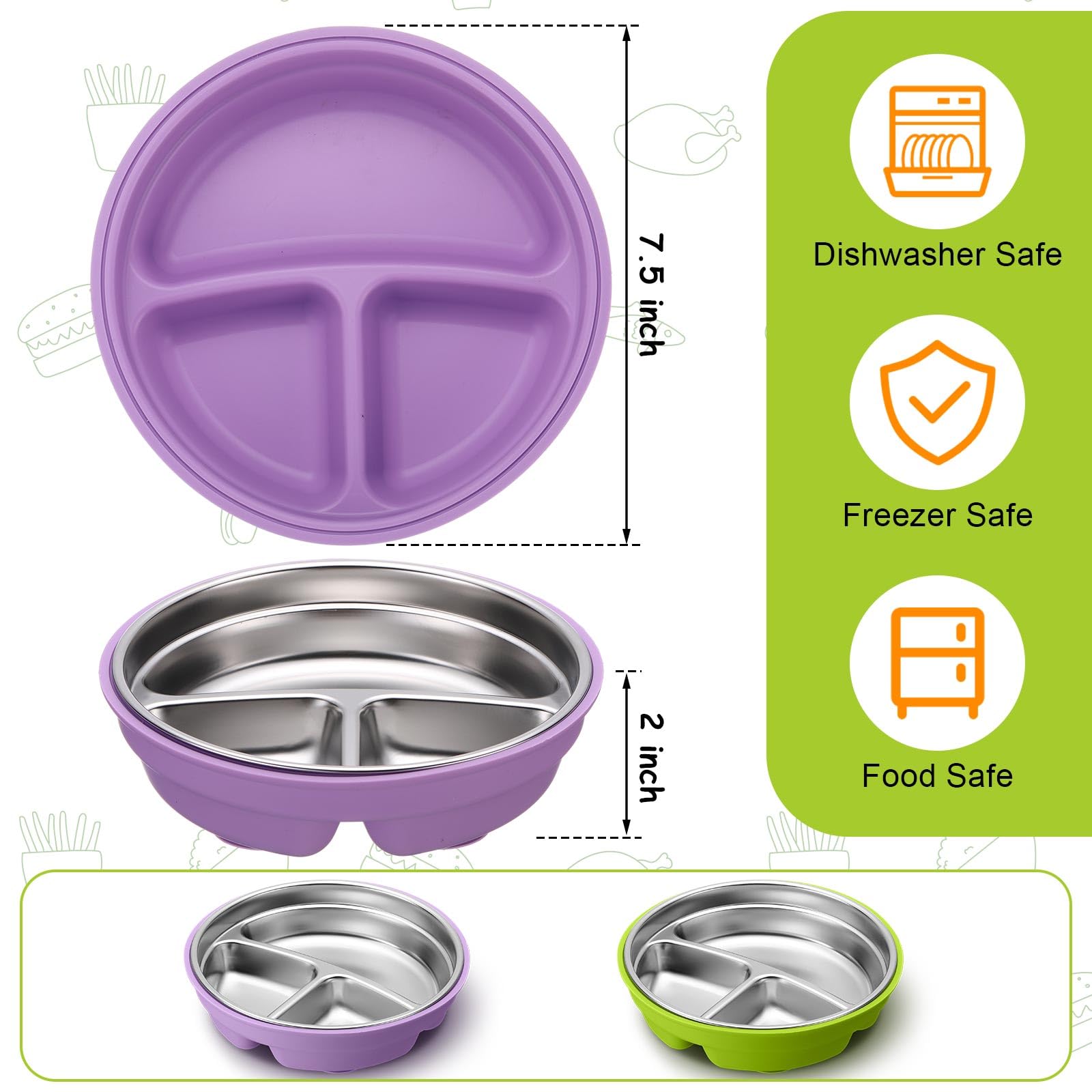 Nuogo plate bottom with four suction cups for a stable dining surface.