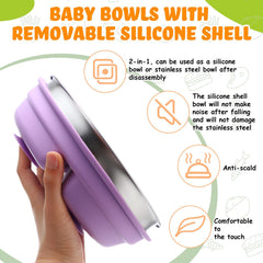 Nuogo removable silicone shell on plate for safe cleaning and heat protection.