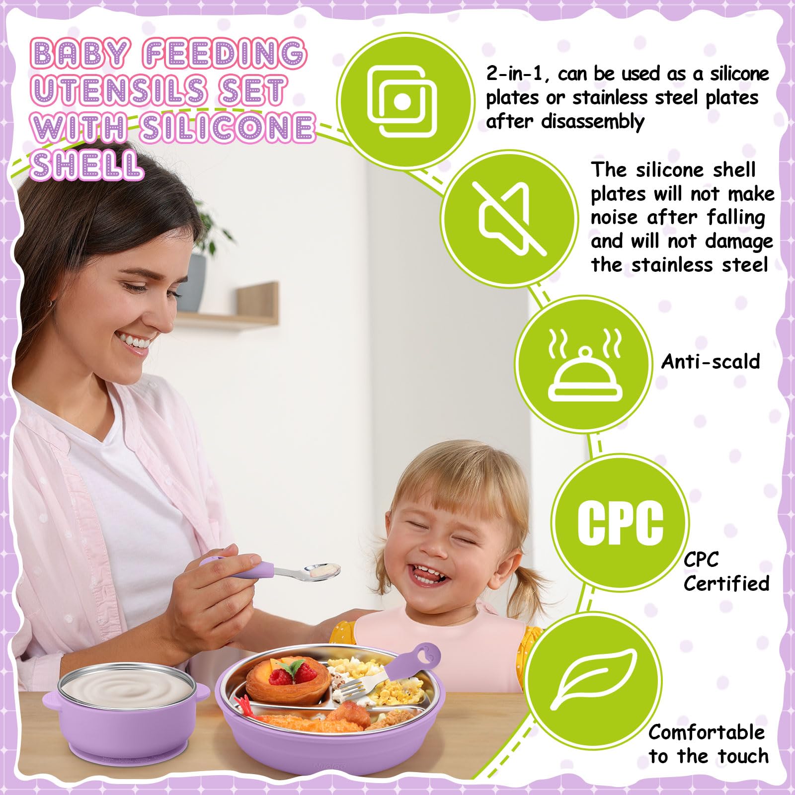 Nuogo stainless steel kids bowls for durable, easy-to-clean serving.