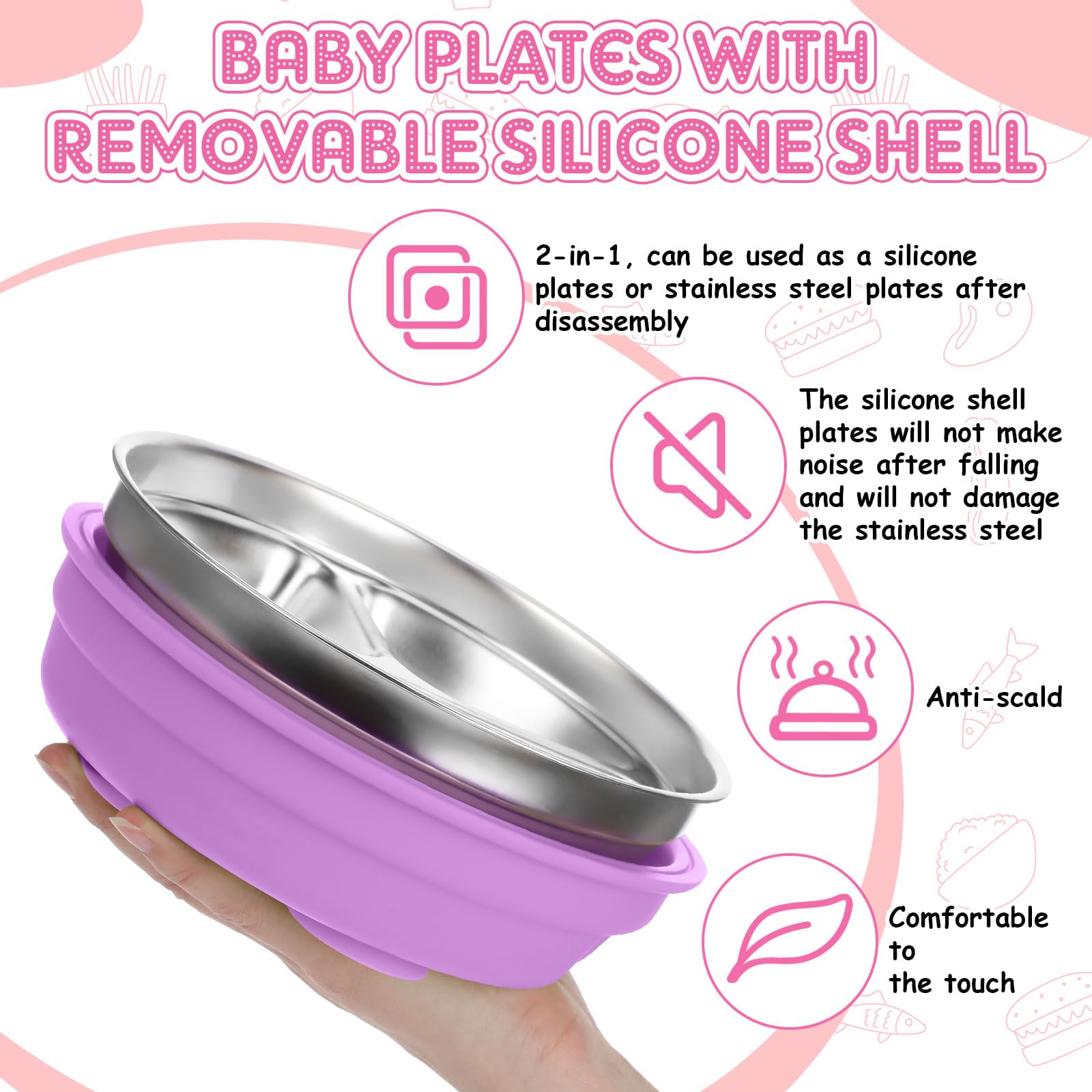 Nuogo suction bottom provides a stable grip on the table during meals.