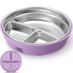 Nuogo suction plate purple front view for easy self-feeding.