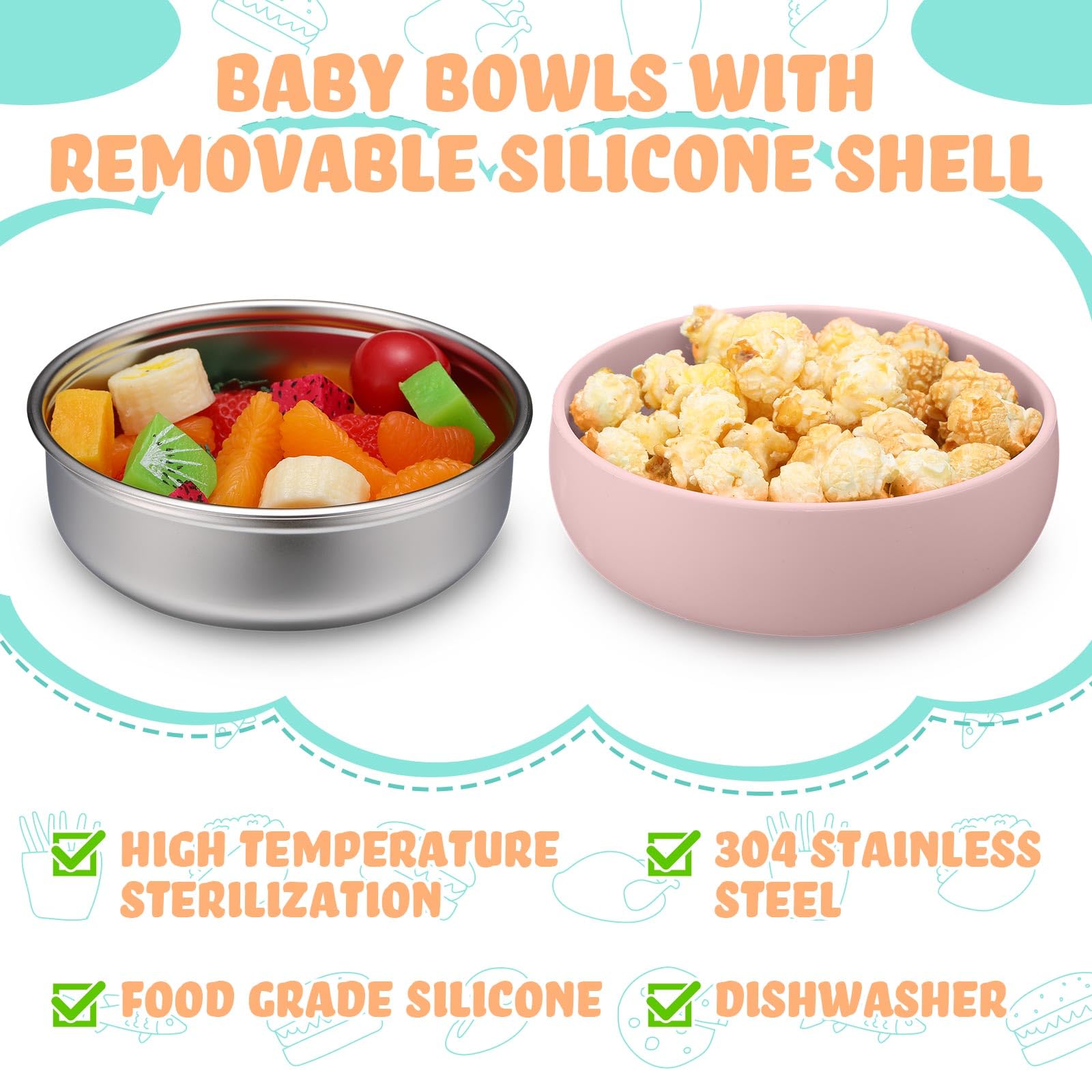 Nuogo compact 5-inch bowls are stackable for travel and storage.
