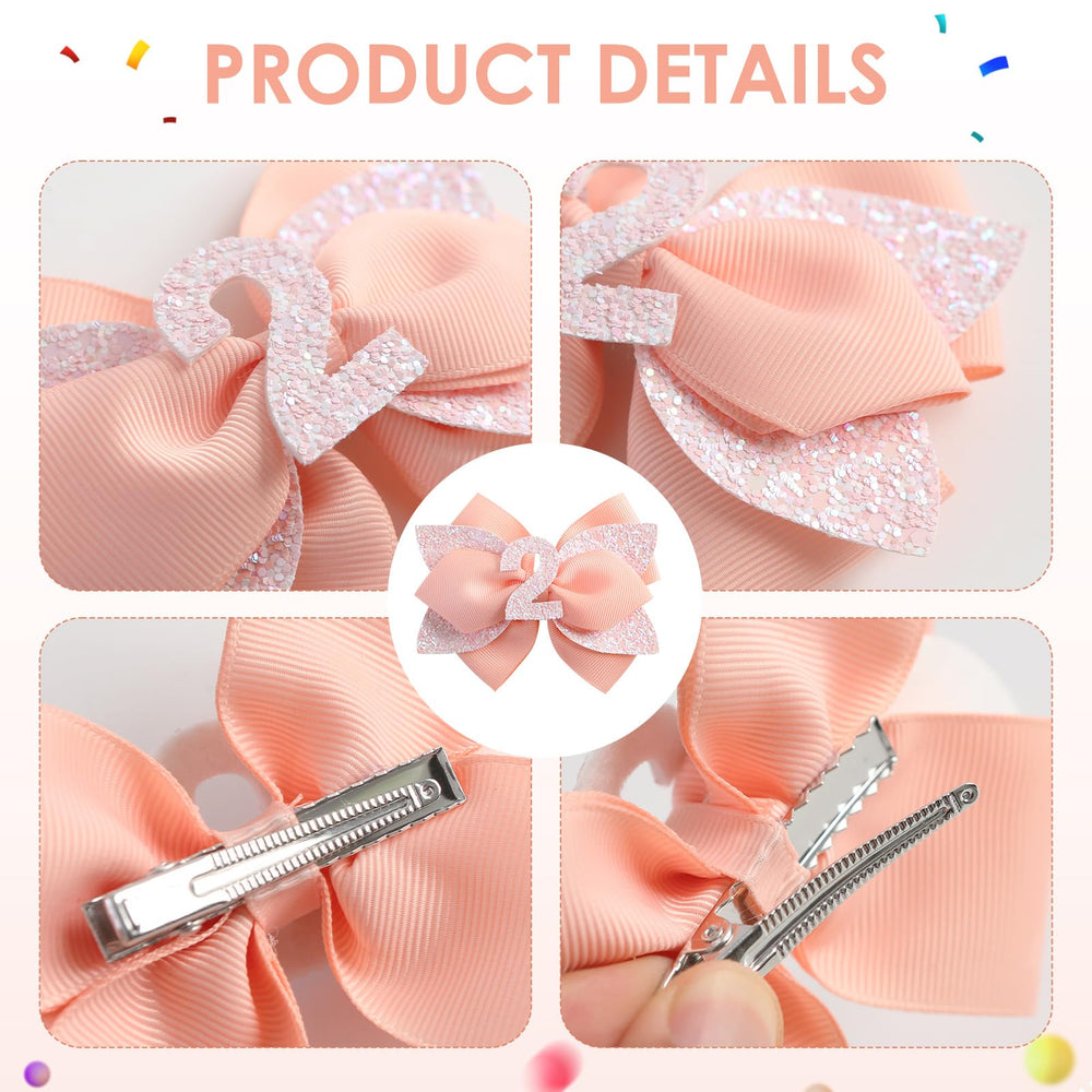Nuolich handmade peach bow for baby hair adds charming detail to any birthday outfit.