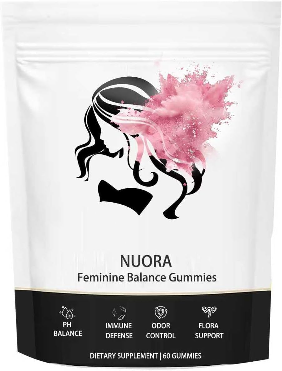 nuora Feminine Balance gummies bottle with pineapple flavor for daily wellness support.