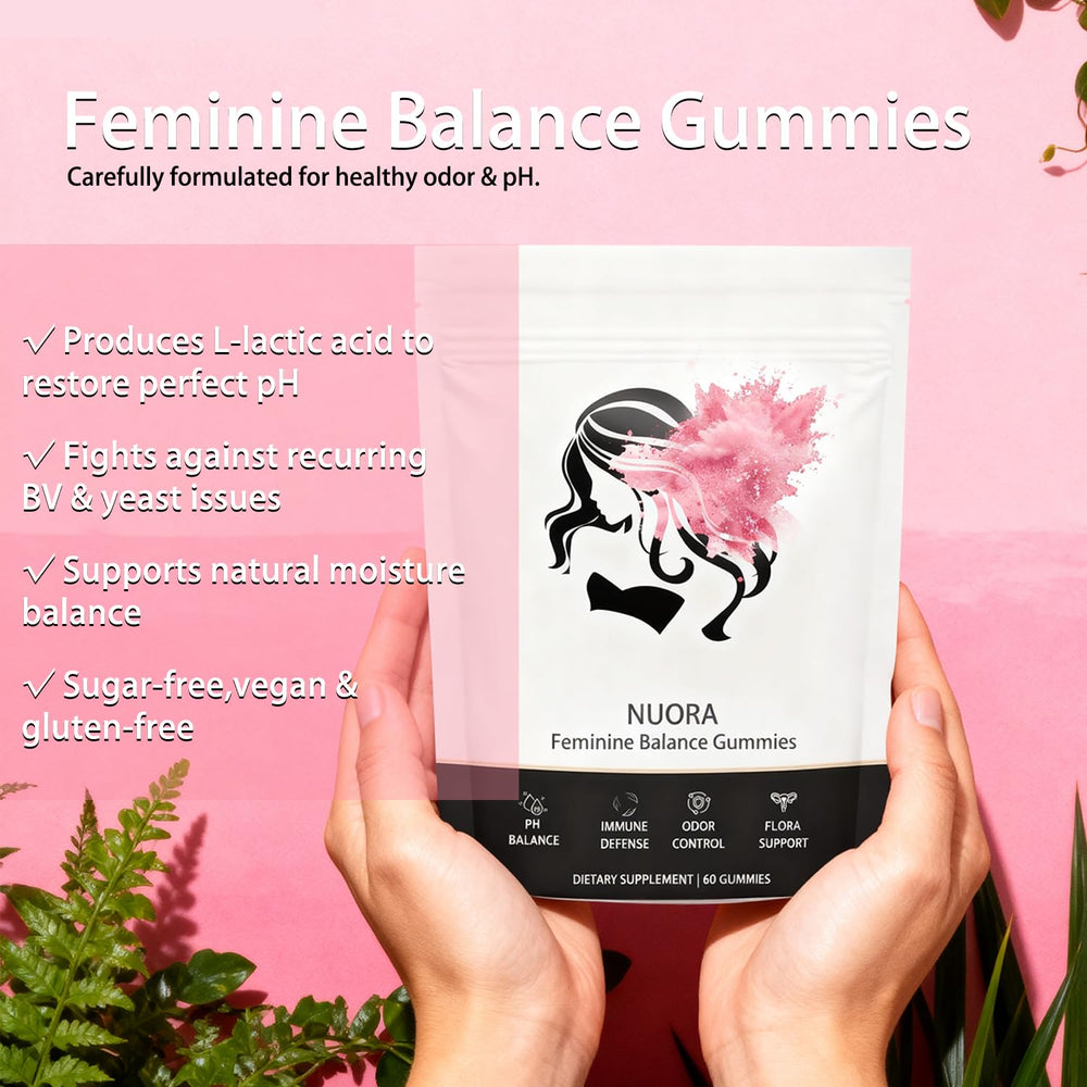 nuora Feminine Balance gummies reseal cap demonstrates freshness.