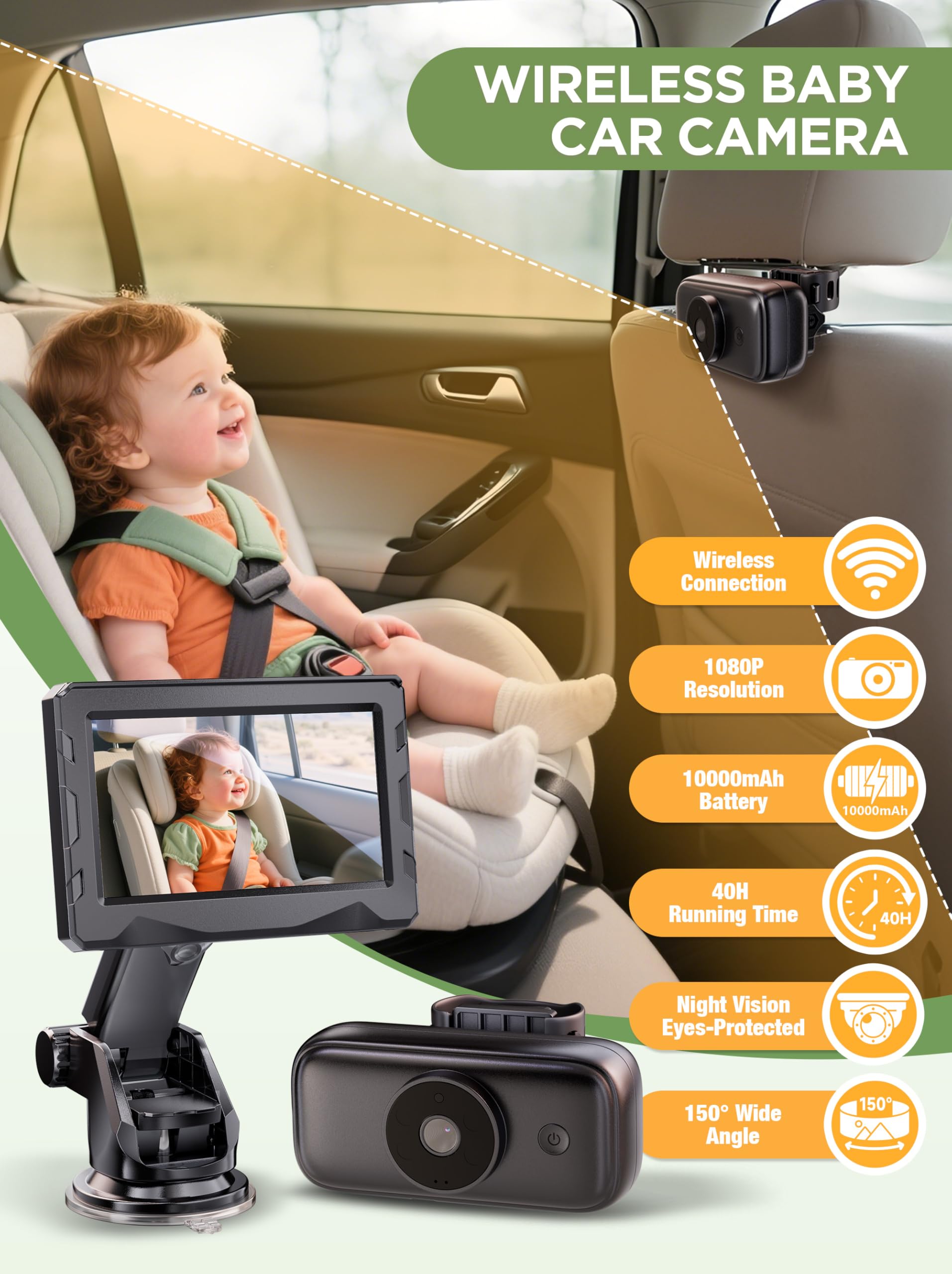 NUOTUN monitor mount attached to windshield for flexible viewing angles