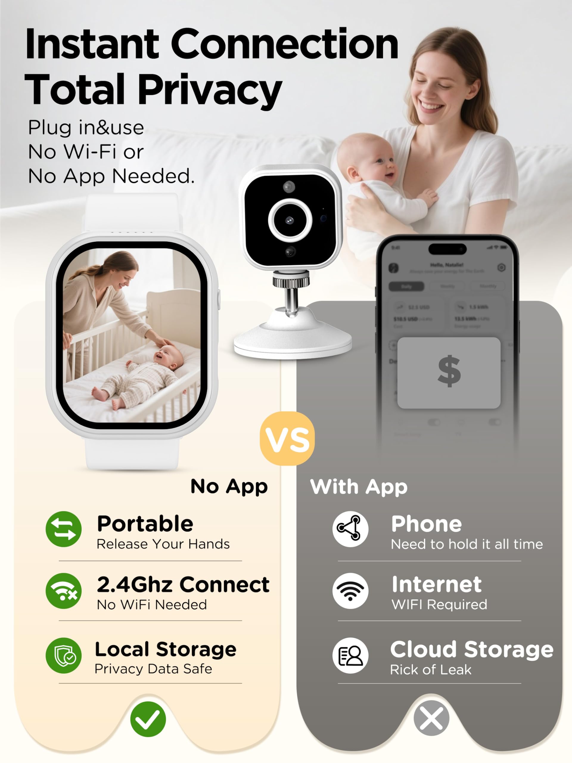 NUOTUN cry-detection alert helps notice fussing moments from the monitor