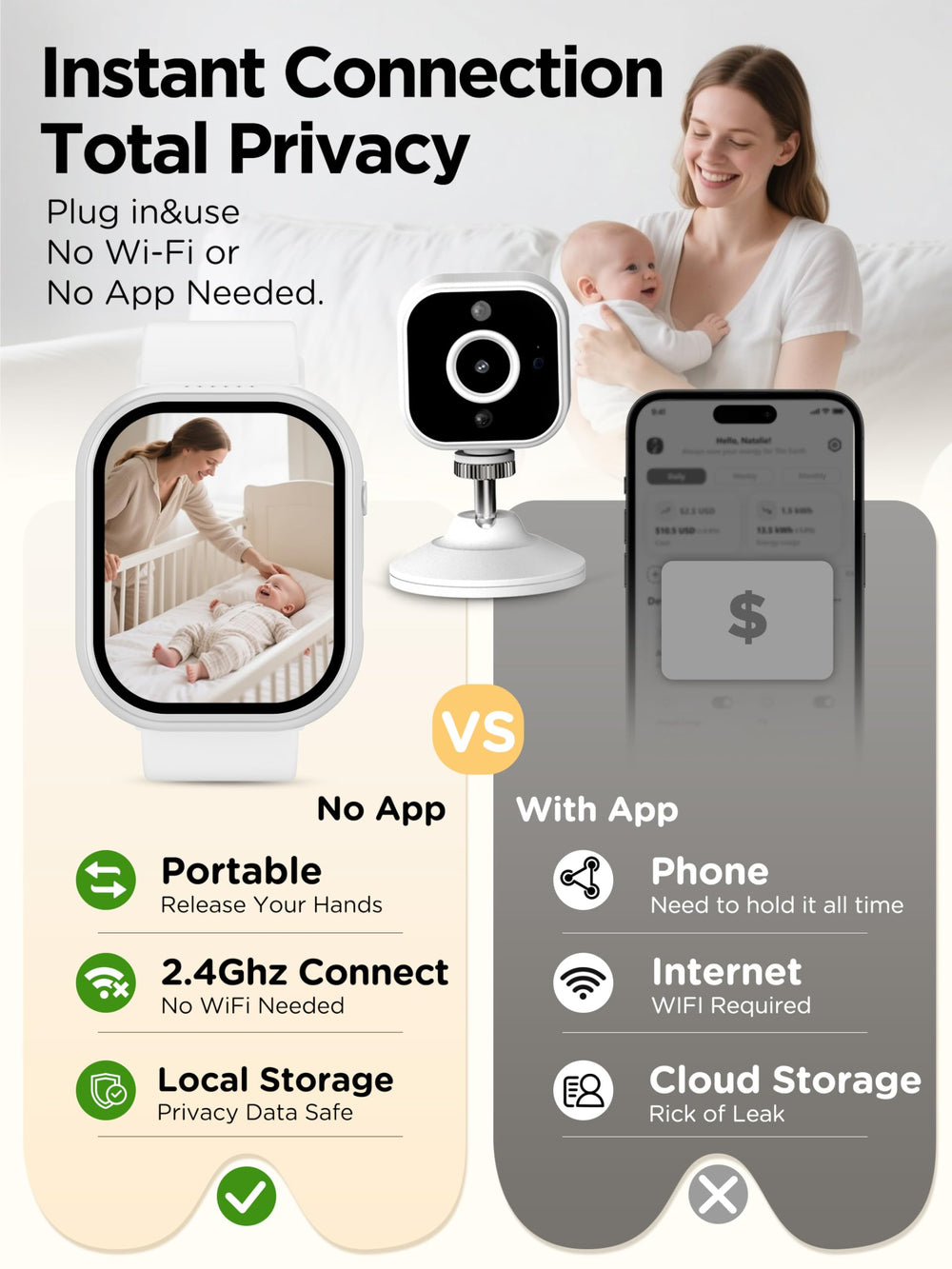 NUOTUN cry-detection alert helps notice fussing moments from the monitor