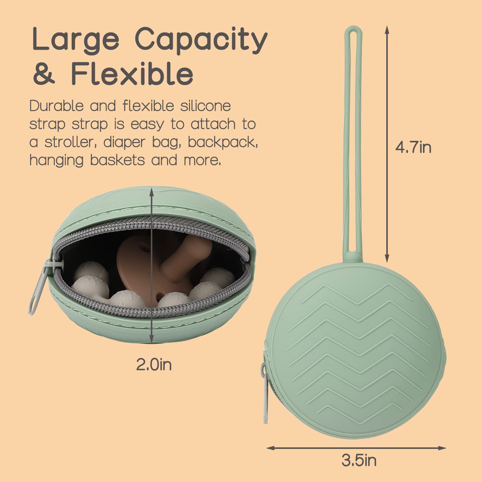 Nupoopy BPA-free silicone pacifier case keeps items safe for travel.